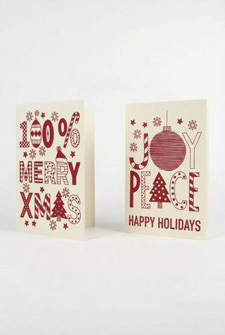 Biglietti Auguri Natale Doppi - Stampa Oro Relief - Set 4 pz