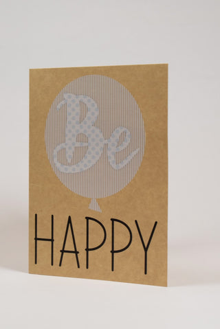 Biglietto auguri Be Happy Carta Kraft con Busta | Made in Italy - 1 pz