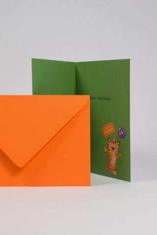 Biglietto Compleanno Bambino Tigre Safari Glitter con Busta - 1 pz