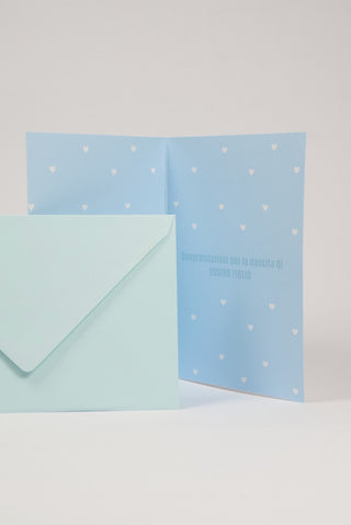 biglietto baby boy benvenuto interno con busta azzurra