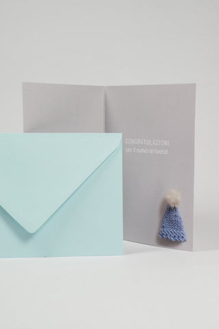 biglietto auguri nascita baby boy interno con busta azzurra