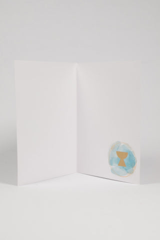 biglietto di auguri prima comunione con calice jhs interno