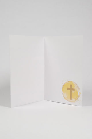 biglietto auguri affettuosi prima comunione interno con croce