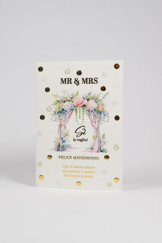 fronte biglietto felice matrimonio mr & mrs