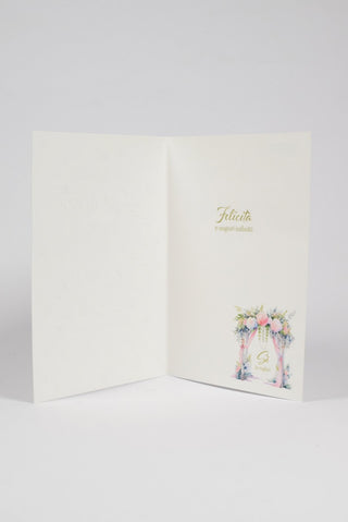 interno biglietto felice matrimonio mr & mrs con augurio felicità