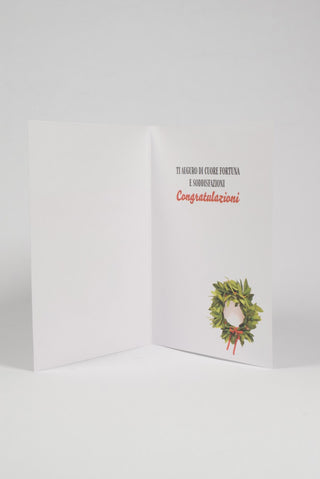 interno fronte biglietto di auguri laurea con coccarda