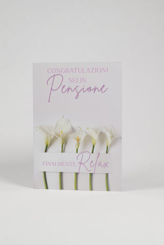 fronte biglietto pensione con fiori