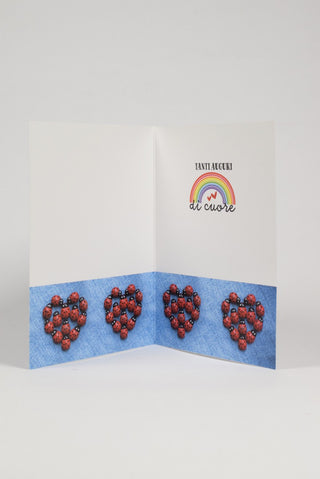 Interno biglietto di auguri con coccinelle