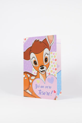 biglietto auguri disney lilla Bambi