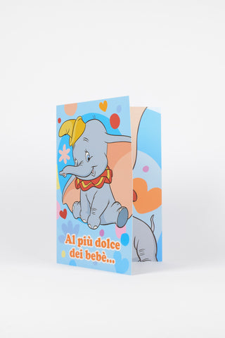 biglietto auguri disney azzurro Dumbo