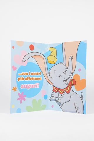biglietto auguri disney azzurro Dumbo