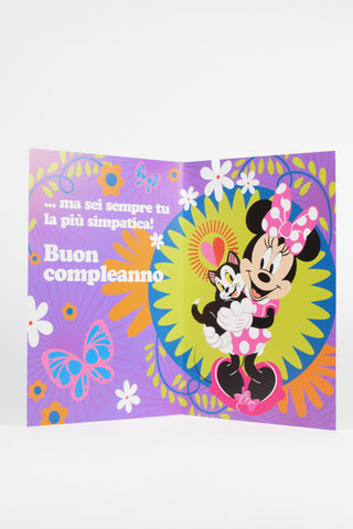 biglietto auguri minnie e gatto interno
