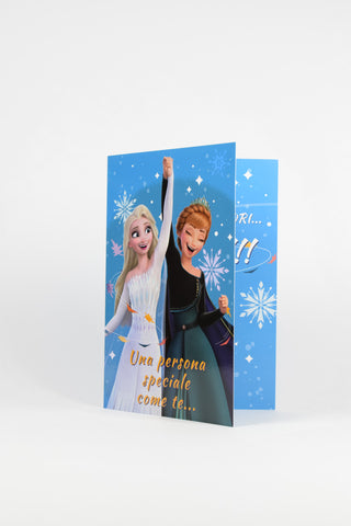 biglietto auguri Frozen fronte con Elsa e Anna