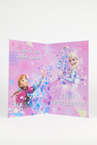 biglietto auguri disney frozen interno con elsa e anna