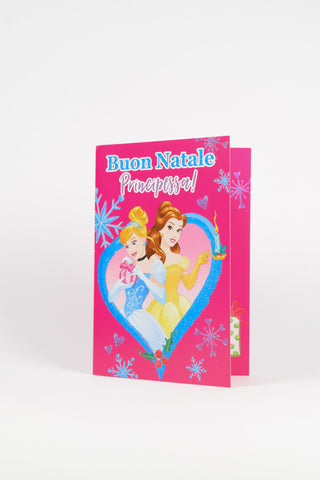 Biglietti Natale Disney Mickey Frozen Principesse Cars - Premium con Busta 16x11cm - Set 4 pz