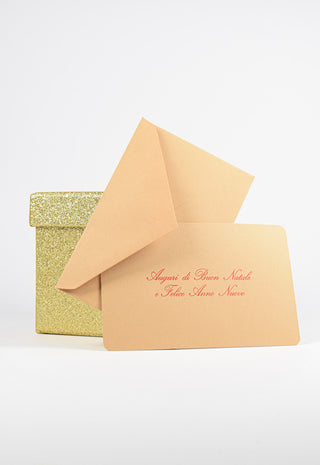 Biglietti Augurali Kraft Stampa Rosso - Eleganza Natural - Set da 100 Buste + 100 Biglietti