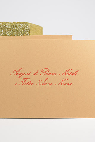 Biglietti Augurali Kraft Stampa Rosso - Eleganza Natural - Set da 100 Buste + 100 Biglietti
