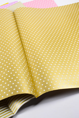 Fogli Carta Regalo Pois Righe Colorata cm 70x100 - 100 % riciclata - Set 12 Fogli