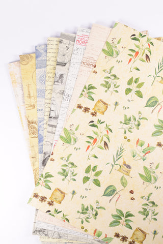 Rotoli Carta Regalo Vintage cm 70x200 - 100 % riciclata - Set 8 rotoli