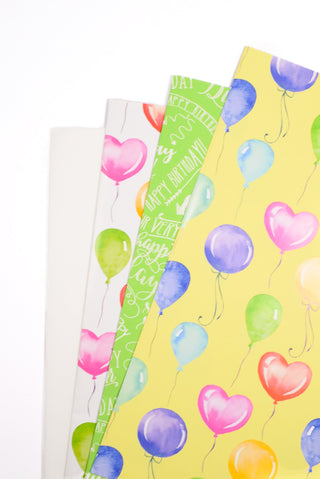 Carta regalo compleanno palloncini acquerello - Set 4 fogli