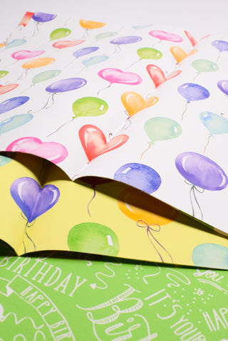 Carta regalo compleanno palloncini acquerello - Set 4 fogli