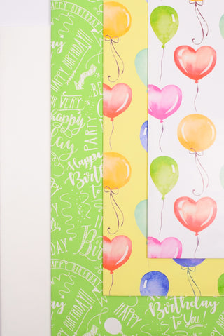 Carta regalo compleanno palloncini acquerello - Set 4 fogli