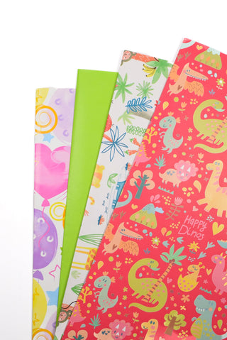 Carta regalo bambini dinosauri e animal - Set 4 fogli