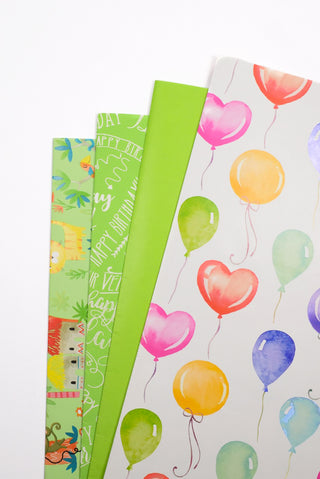 Carta regalo compleanno bimbi giungla palloncini - Set 4 fogli