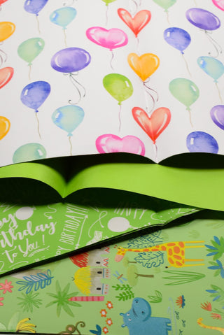 Carta regalo compleanno bimbi giungla palloncini - Set 4 fogli