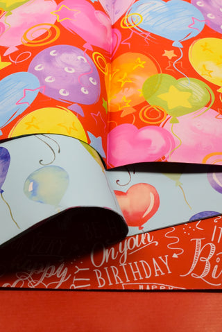 Carta regalo compleanno rosso palloncini cuori - Set 4 fogli