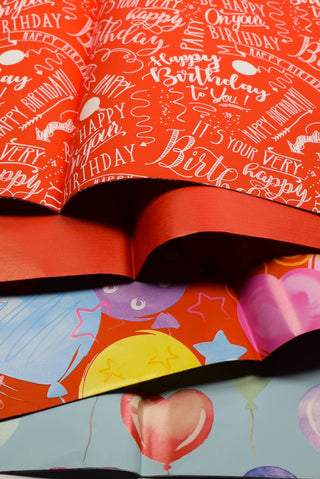 Carta regalo compleanno rosso palloncini cuori - Set 4 fogli