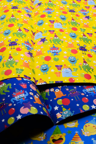 Carta regalo emoji e mostri per feste bambini e compleanni - Set 4 Fogli