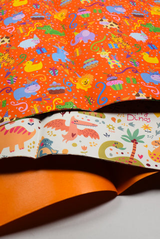 Carta regalo bambini: dinosauri, animali, emoji e tinta - Set 4 fogli
