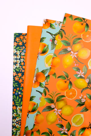 Carta regalo agrumi e fiori elegante per ogni occasione - Set 4 fogli