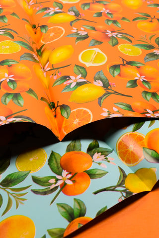 Carta regalo agrumi e fiori elegante per ogni occasione - Set 4 fogli