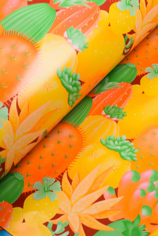 Carta regalo cactus colorati e tinta unita arancione - Set 4 fogli