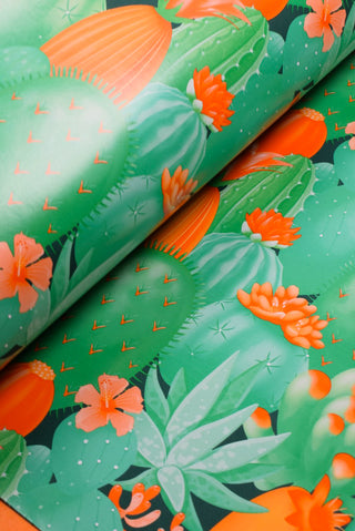 Carta regalo cactus colorati e tinta unita arancione - Set 4 fogli