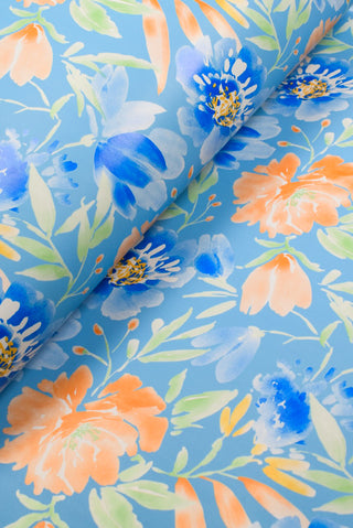 Carta regalo fiori blu acquerello e kraft blu scuro - Set 4 fogli