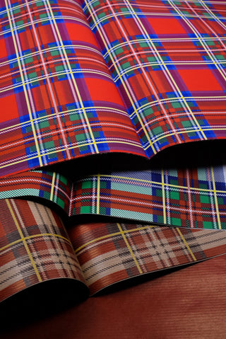 Carta regalo tartan scozzese rosso classico e kraft - Set 4 fogli