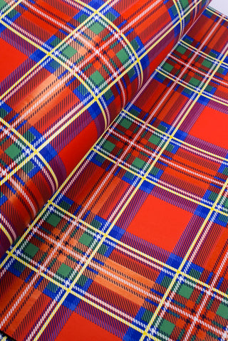 Carta regalo tartan scozzese rosso classico e kraft - Set 4 fogli
