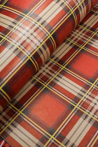 Carta regalo tartan scozzese rosso classico e kraft - Set 4 fogli