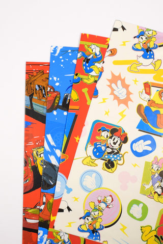 set carta regalo disney cars e mickey & friends, rossa blu e bianca
