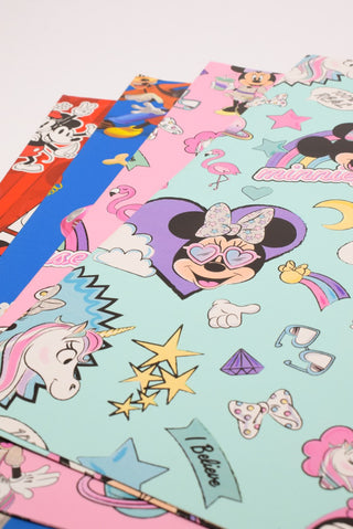 set carta regalo disney minnie e mickey, rossa blu rosa e azzurra