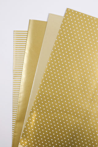 carta regalo tinta unita, righe e pois d'orata