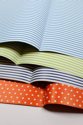 carta regalo pois rossi, righe blu, verde e azzurre