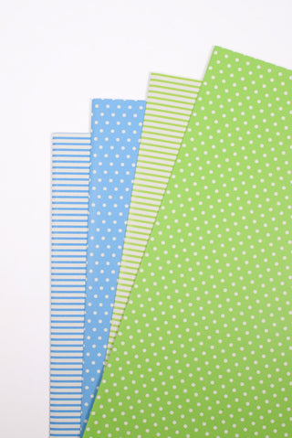 carta regalo righe e pois azzurri e verdi