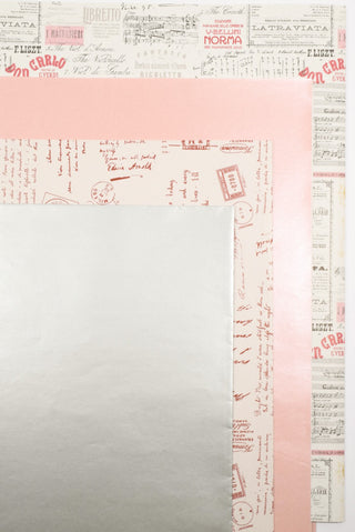 carta regalo vintage e perlage bianca, rosa e argento