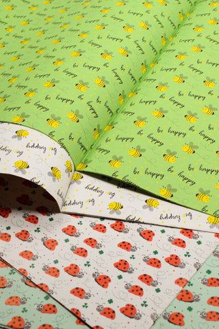 carta regalo set api e coccinelle, verde e bianca