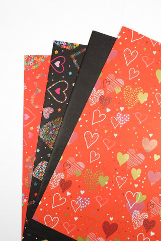 set carta da regalo san valentino rossa e nera