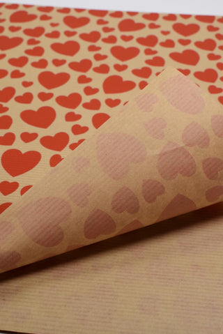 carta da regalo san valentino kraft con cuori rossi, fronte e retro